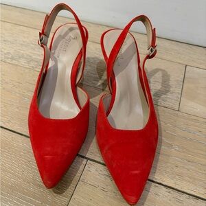 Naturalizer Red Suede Slingback Heels